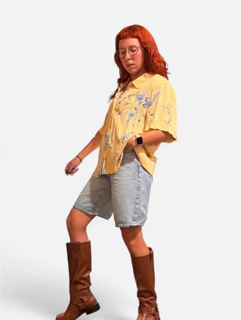 American Vintage Women's Yellow and Tan Shirt
